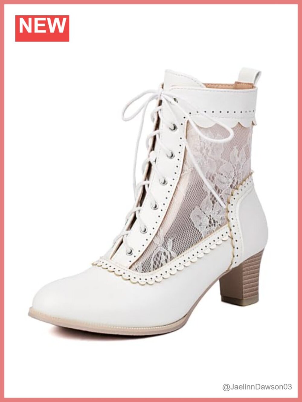 Victorian Lace Up Ankle Boots Kitten Heel Round Toe Synthetic Booties